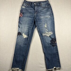 Abercrombie & Fitch Annie High Rise Cropped Girlfriend Jeans Size 4 27 Floral